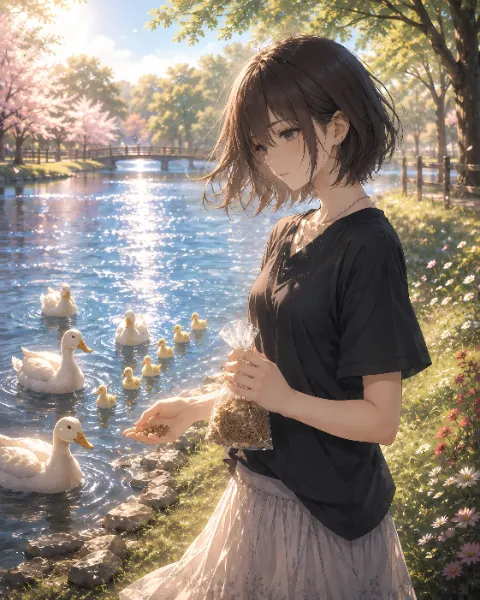 アヒルたちとの癒し時間