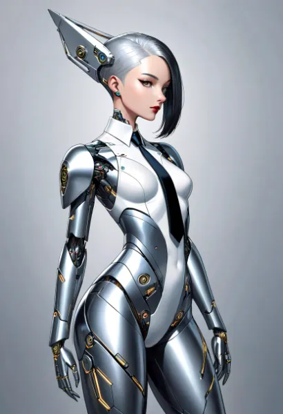 ネクタイを着用したサイボーグ淑女