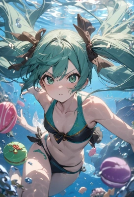水中でキメ顔