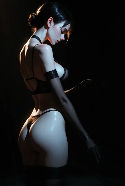 黒ランジェリーの女性