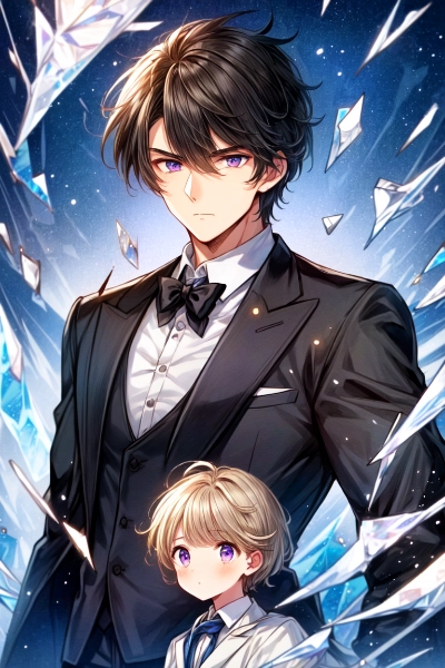 ガラスと黒髪短髪男性（２枚）