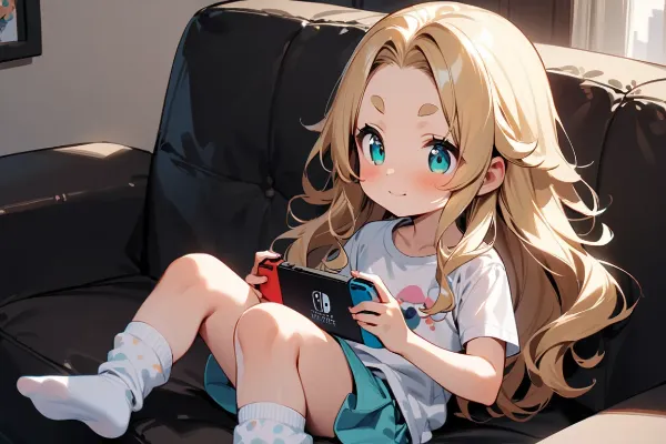 ゲームをするおでこちゃん