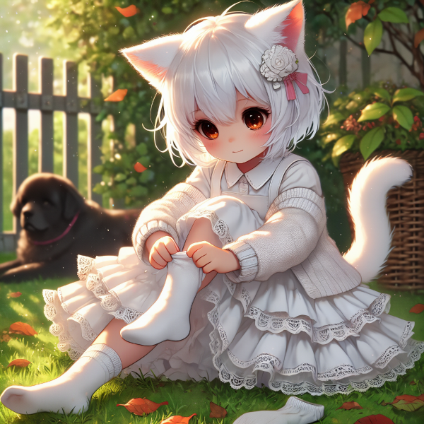 白猫と黒犬・靴下