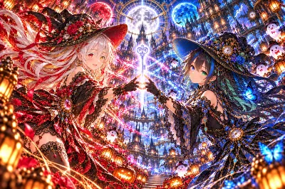 双月の鏡と、白銀の約束 ～紅月と蒼月が重なる夜、二人の絆が咲かせた第三の月～