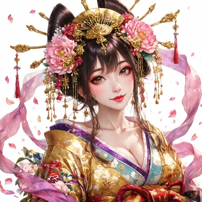 花舞う金色の花魁