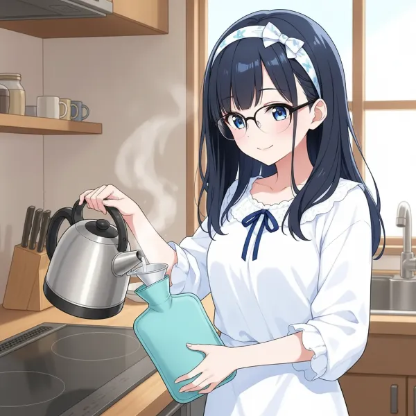 湯たんぽはカバーの中…