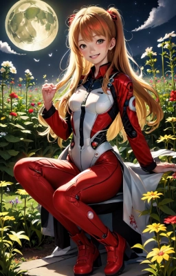 月と花畑