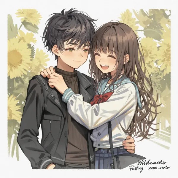 ひまわり畑の甘い抱擁