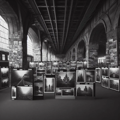 電車の陸橋の高架下のモノクロのエモーショナルな写真展