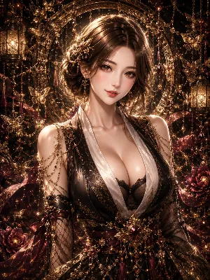 黄金の蝶が舞う闇の美女