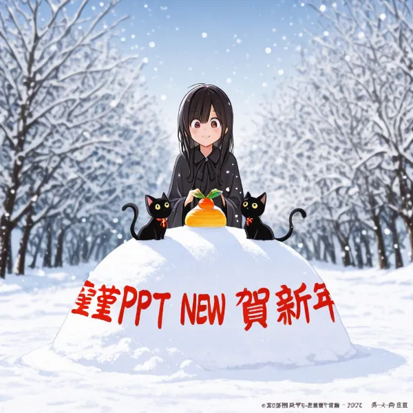 雪の森で猫たちと迎える新年