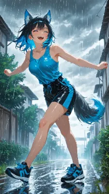 🐺 雨の中で踊る 〜ウル子、ずぶ濡れ上等！〜🌧️🐺