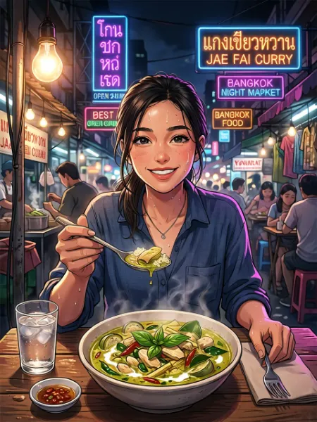 バンコク夜市のスパイシースマイル