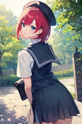 赤髪のボブカット娘