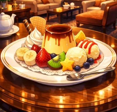 豪華なプリンデザート