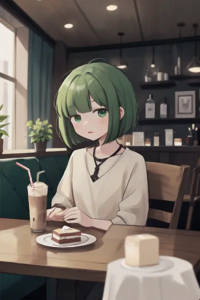 ケーキとアイスラテ