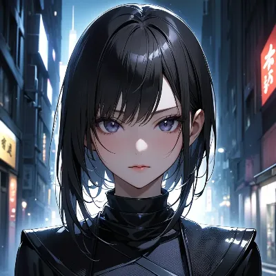 夜の街に佇む紫眼の少女
