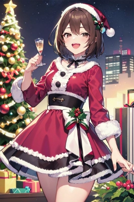 パーティー　女の子　クリスマス　クリスマスツリー