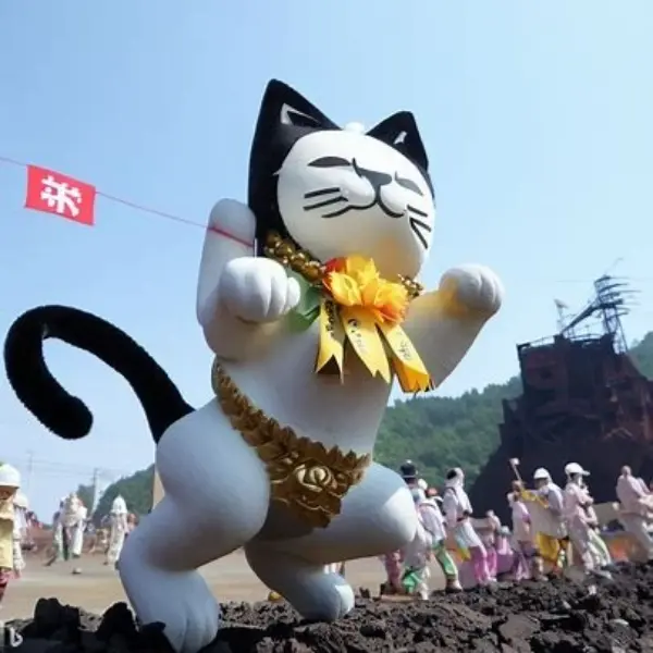 炭坑節を踊る招き猫