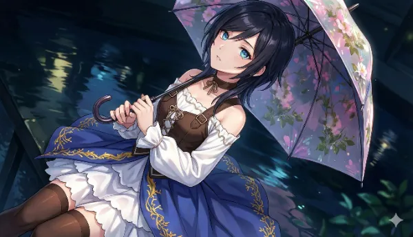 傘を差すうちの子