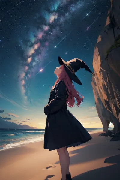 銀河を仰ぐ砂浜の魔女