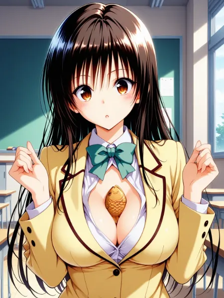 胸元のサプライズフィッシュ