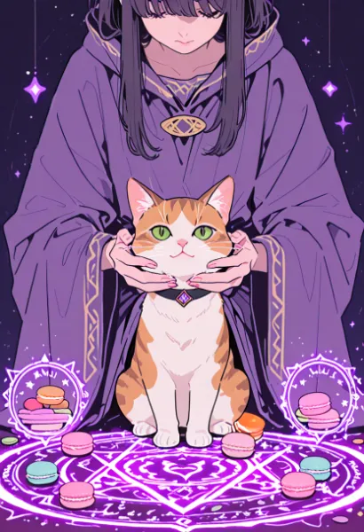 マカロン魔法で呼び覚ます猫の守護者