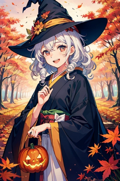 着物でハロウィーン