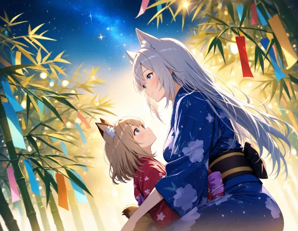 コン子とコン子ママ・七夕の夜