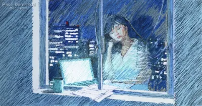 夜の街に溶け込む、疲れた私😔