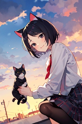 猫を抱っこする猫帝国のお姫様