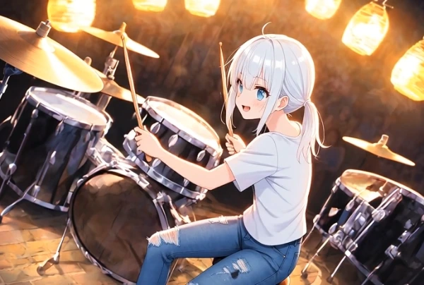 本日のGrok動画　『ドラムセット』