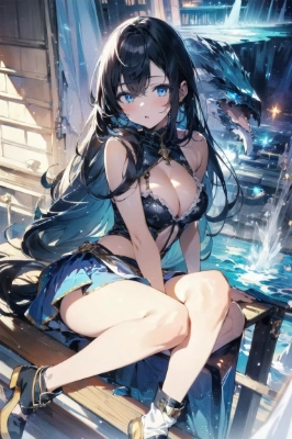 ファンタジー黒髪の乙女 with 氷の龍