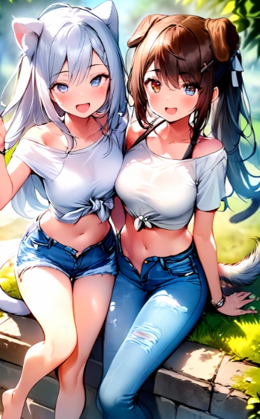 白にゃんこ黒わんこ