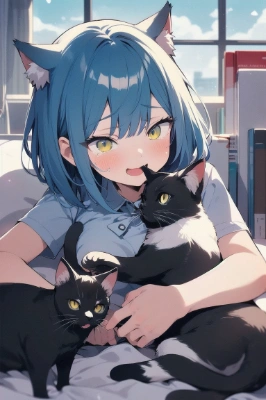 朝と猫と青