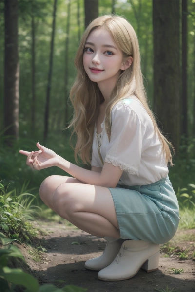 森に佇む金色の髪の少女