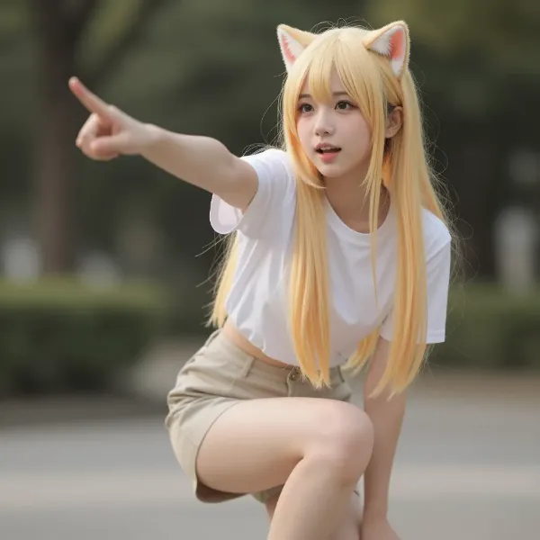 陽光に輝く猫耳少女