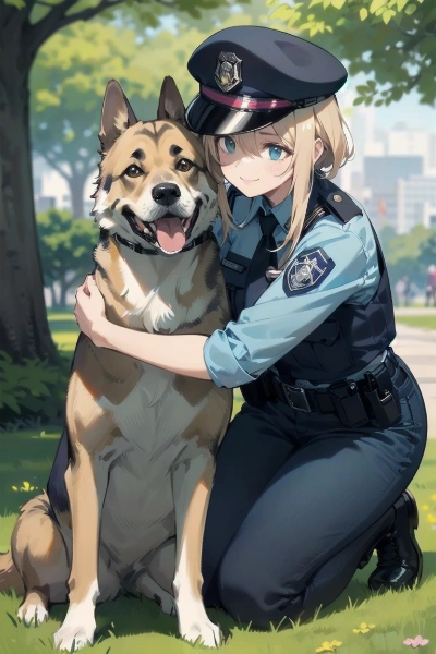 婦警さんと犬
