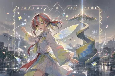 雨の幻夢に舞う虹色の翼
