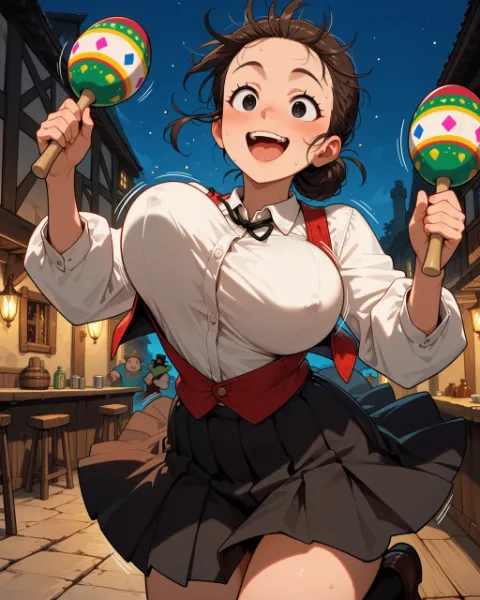 マラカスを振る女性