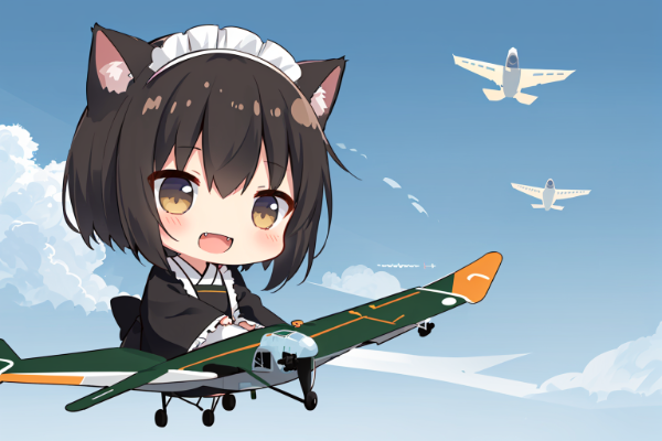 飛行機で旅行に行くニャ♪