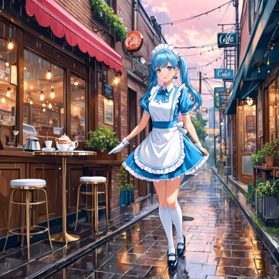 夕暮れの青髪さん