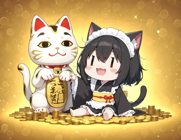 招き猫と仲良しヘタぐるみ♪