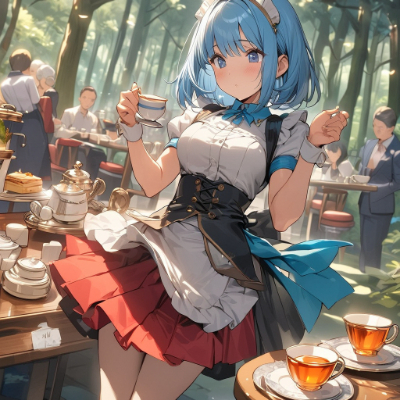 赤色制服の店員さん