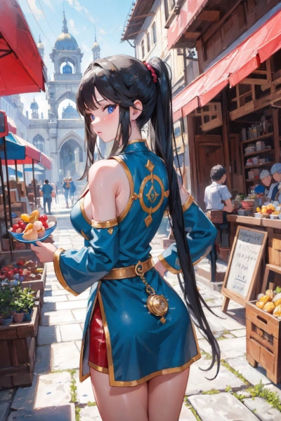 市場でお買い物