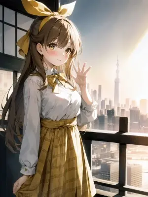 黄色いリボンの女の子