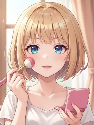 朝の光に輝く少女の準備