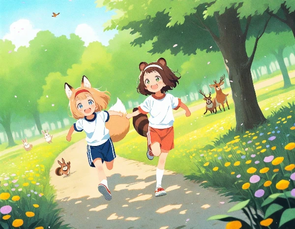コン子とポン子・森の運動会