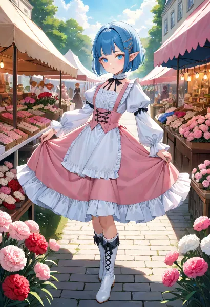 花市場のエルフメイドの優雅な舞