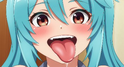 【舌フェチ素材】舌出しシアンツインテール美少女正面顔(imagefx:google labs)